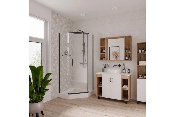 Душевой уголок Niagara Nova NG-6805-08 BLACK 90x90, пятиугольный, черный, двери распашные, стекло прозрачное