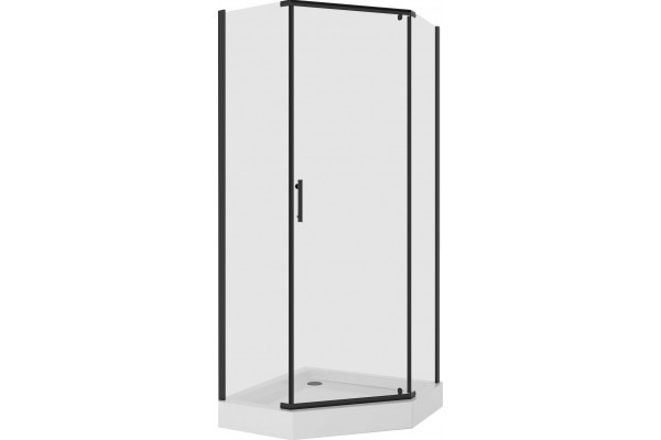 Душевой уголок Niagara Nova NG-6805-08 BLACK 90x90, пятиугольный, черный, двери распашные, стекло прозрачное