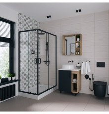 Душевой уголок Niagara Nova NG-6810-08 BLACK 120x80, прямоугольный, черный, двери раздвижные, стекло прозрачное