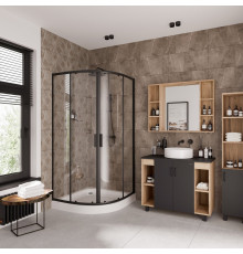 Душевой уголок Niagara Nova NG-6807-08 BLACK 100x100, четверть круга, черный, двери раздвижные, стекло прозрачное