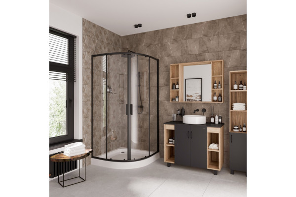 Душевой уголок Niagara Nova NG-6807-08 BLACK 100x100, четверть круга, черный, двери раздвижные, стекло прозрачное