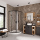 Душевой уголок Niagara Nova NG-6807-08 BLACK 100x100, четверть круга, черный, двери раздвижные, стекло прозрачное