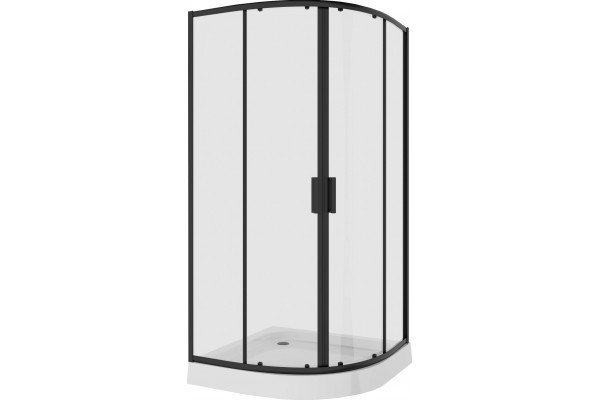 Душевой уголок Niagara Nova NG-6806-08 BLACK 90x90, четверть круга, черный, двери раздвижные, стекло прозрачное
