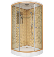 Душевая кабина Niagara Luxe NG-7702G золото четверть круга, поддон средний