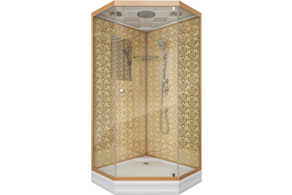 Душевая кабина Niagara Luxe NG-7702DG золото поддон средний, стекло прозрачное