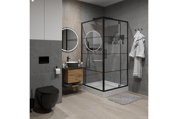 Душевой уголок Niagara Nova NG-0200-08 BLACK 100x100, квадратный, черный, двери распашные, стекло прозрачное