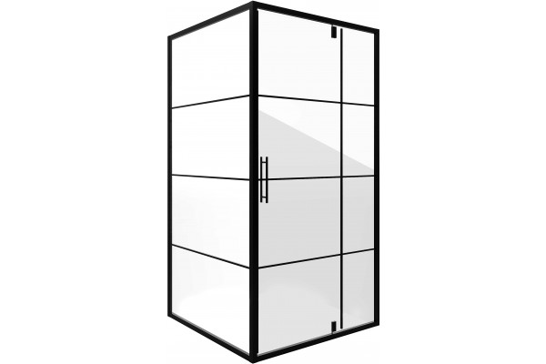 Душевой уголок Niagara Nova NG-0200-08 BLACK 100x100, квадратный, черный, двери распашные, стекло прозрачное