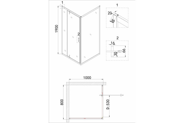 Душевой уголок Niagara Nova NG-83-8AB-A100B 80x100, прямоугольный, черный, двери распашные, стекло прозрачное