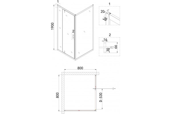 Душевой уголок Niagara Nova NG-83-8AB-A80B 80x80, квадратный, черный, двери распашные, стекло прозрачное