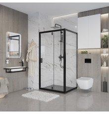 Душевой уголок Niagara Nova NG-83-8AB-A70B 80x70, прямоугольный, черный, двери распашные, стекло прозрачное