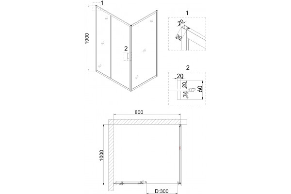 Душевой уголок Niagara Nova NG-62-8A-A100 80x100, прямоугольный, хром, двери раздвижные, стекло прозрачное