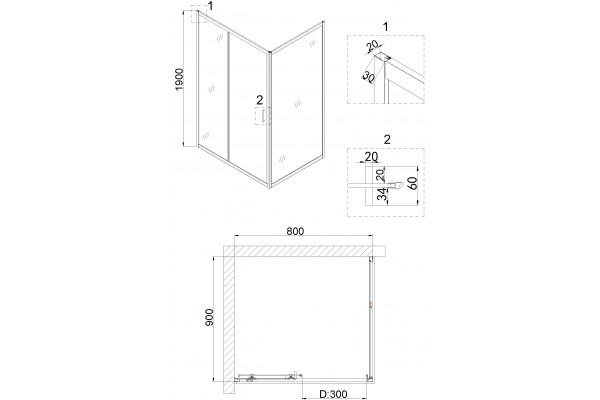 Душевой уголок Niagara Nova NG-62-8A-A90 80x90, прямоугольный, хром, двери раздвижные, стекло прозрачное