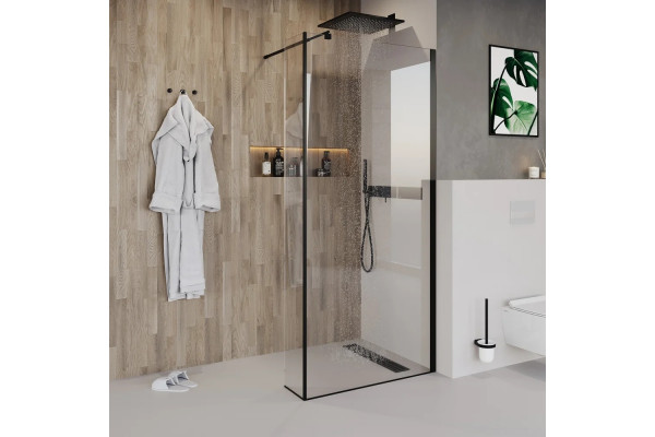 Душевая перегородка Niagara Nova NG-684-10 BLACK 100x195 профиль черный, стекло прозрачное в современном стиле