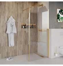 Душевая перегородка Niagara Nova NG-644-10 GOLD 100x195 профиль золото, стекло прозрачное в современном стиле