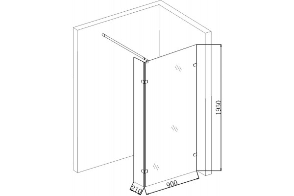 Душевая перегородка Niagara Nova NG-682-90 BLACK 90x195 профиль черный, стекло прозрачное в современном стиле