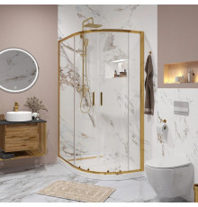 Душевой уголок Niagara Nova NG-6421-08 GOLD 120x80 профиль желтое золото, стекло прозрачное, прямоугольный-асимметричный, двери раздвижные