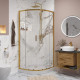Душевой уголок Niagara Nova NG-6407-08 GOLD 100x100 профиль желтое золото, стекло прозрачное, четверть круга, двери раздвижные