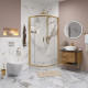 Душевой уголок Niagara Nova NG-6407-08 GOLD 100x100 профиль желтое золото, стекло прозрачное, четверть круга, двери раздвижные