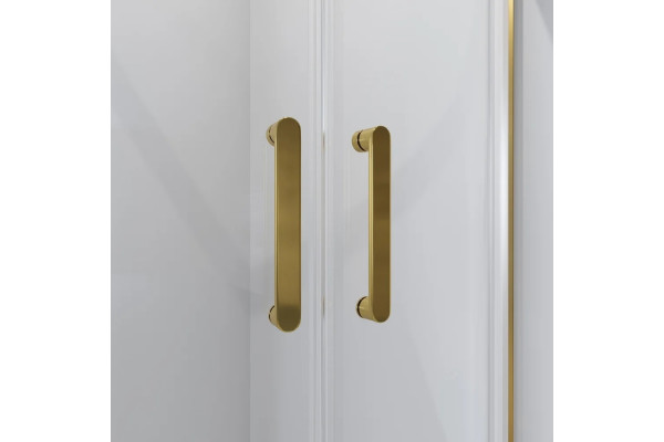 Душевой уголок Niagara Nova NG-6407-08 GOLD 100x100 профиль желтое золото, стекло прозрачное, четверть круга, двери раздвижные