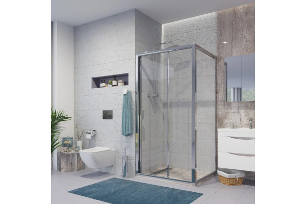 Душевой уголок Niagara Nova NG-62-10A-A100 100x100, квадратный, хром, двери раздвижные, стекло прозрачное