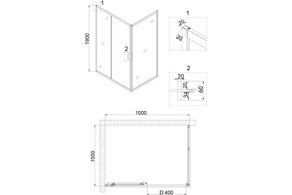 Душевой уголок Niagara Nova NG-62-10A-A100 100x100, квадратный, хром, двери раздвижные, стекло прозрачное