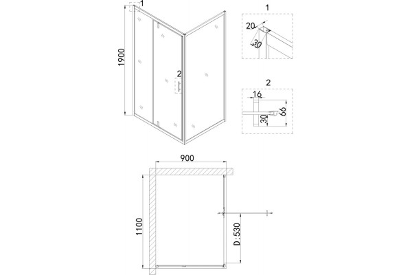Душевой уголок Niagara Nova NG-83-11AB-A90B 110x90, прямоугольный, черный, двери распашные, стекло прозрачное
