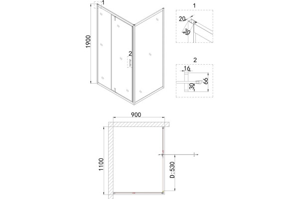 Душевой уголок Niagara Nova NG-63-11A-A90 110x90, прямоугольный, хром, двери распашные, стекло прозрачное
