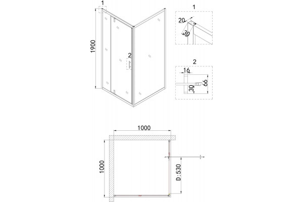 Душевой уголок Niagara Nova NG-63-10A-A100 100x100, квадратный, хром, двери распашные, стекло прозрачное