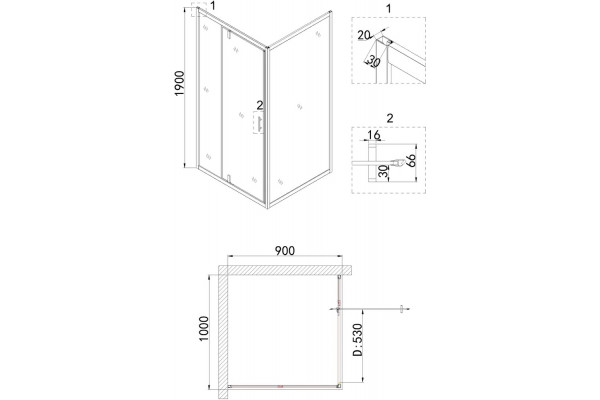 Душевой уголок Niagara Nova NG-63-10A-A90 100x90, прямоугольный, хром, двери распашные, стекло прозрачное