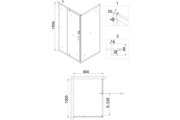 Душевой уголок Niagara Nova NG-63-10A-A80 100x80, прямоугольный, хром, двери распашные, стекло прозрачное