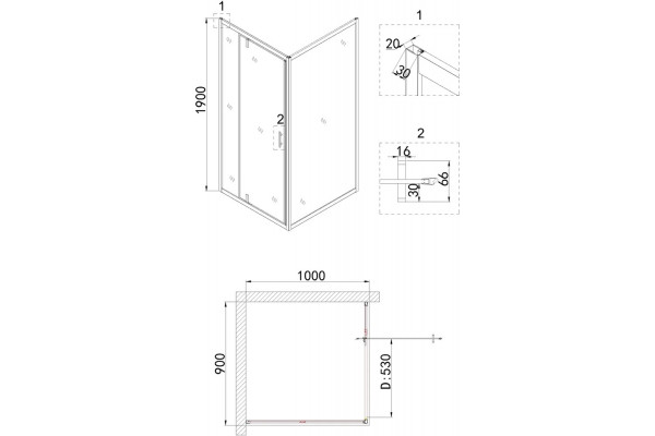 Душевой уголок Niagara Nova NG-63-9A-A100 90x100, прямоугольный, хром, двери распашные, стекло прозрачное