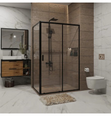 Душевой уголок Niagara Nova NG-82-12AB-A80B 120x80, прямоугольный, черный, двери раздвижные, стекло прозрачное