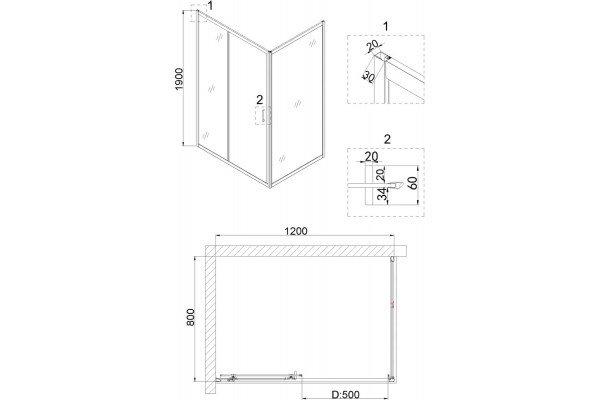 Душевой уголок Niagara Nova NG-82-12AB-A80B 120x80, прямоугольный, черный, двери раздвижные, стекло прозрачное
