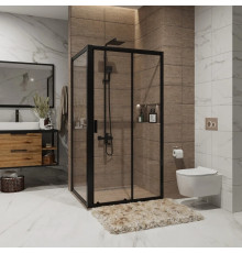 Душевой уголок Niagara Nova NG-82-11AB-A90B 110x90, прямоугольный, черный, двери раздвижные, стекло прозрачное