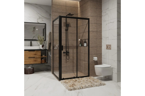 Душевой уголок Niagara Nova NG-82-11AB-A70B 110x70, прямоугольный, черный, двери раздвижные, стекло прозрачное