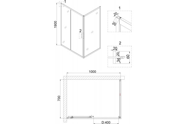 Душевой уголок Niagara Nova NG-82-10AB-A70B 100x70, прямоугольный, черный, двери раздвижные, стекло прозрачное