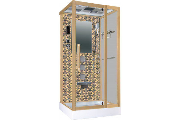 Душевая кабина Niagara Lux 7714G золото прямоугольная, поддон средний, с гидромассажем