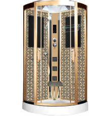 Душевая кабина Niagara Lux 7715G золото четверть круга, поддон средний, с гидромассажем