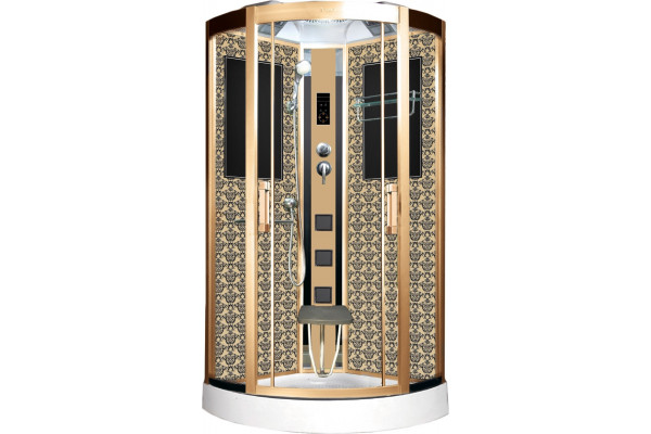 Душевая кабина Niagara Lux 7715G золото четверть круга, поддон средний, с гидромассажем