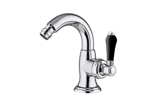Nicolazzi Ceramica Nera Смеситель для биде на 1 отв с донным клапаном излив: 132 мм ручки черная керамика цвет: хром 3455CR76BC