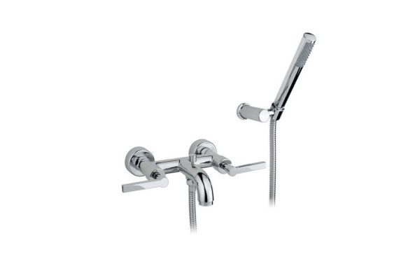 Nicolazzi Mac Kinley 05 Смеситель для ванны с 2мя ручками с переключателем ванна/душ + комплект руч. душа цвет: хром 2202CR29