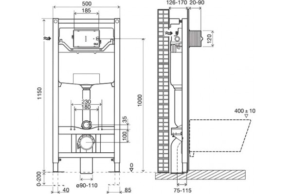 Система инсталляции для унитазов OLI Oli 120 eco 879236 Sanitarblock mechanic 50x26x135 см,  в современном стиле