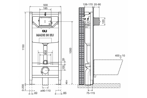 Система инсталляции для унитазов OLI Oli 120 100409 цвет белый, бачок 3/6 л, 50x26x135 см