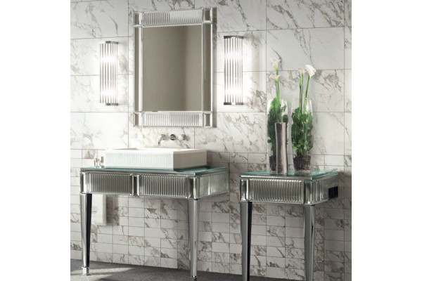 OASIS RIALTO Консоль под раковину 980х510х800 мм. напольная 1 ящик столешница зеркало фурнитура хром отделка Ribbed mirror 0RICM098SPCR