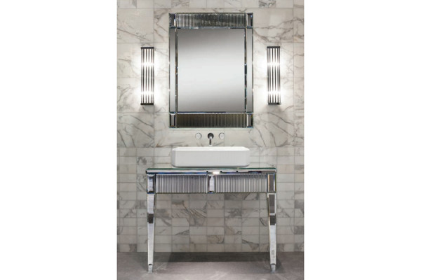 OASIS RIALTO Консоль под раковину 980х510х800 мм. напольная 1 ящик столешница зеркало фурнитура хром отделка Ribbed mirror 0RICM098SPCR