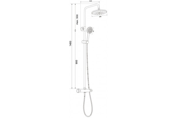 Душевая стойка Olive'S Termo 34291TMB черная цвет черный, штанга 1440 см