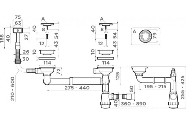 Сифон для мойки Omoikiri WK-1,5-S-IN нержавеющая сталь, латунь