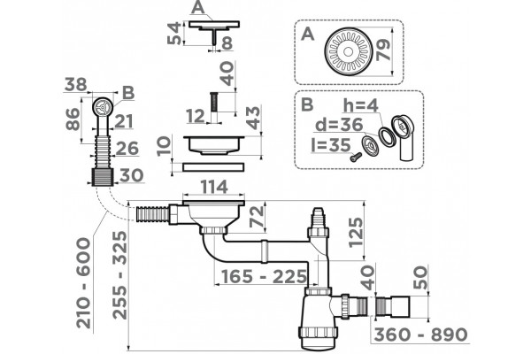 Сифон для мойки Omoikiri WK-1CL-R-AB022 античная латунь
