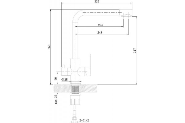 Смеситель Orange Steel M99-008B для кухонной мойки однорычажный, черный