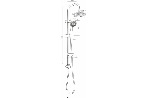 Душевая стойка Orange O-Shower OW01 хром, штанга 97 см, шланг 150 см